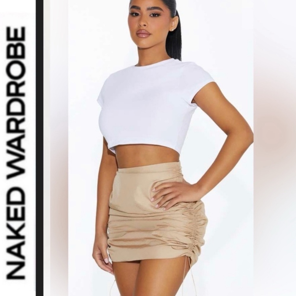 Naked Wardrobe 🧡 nylon windbreaker mini skirt